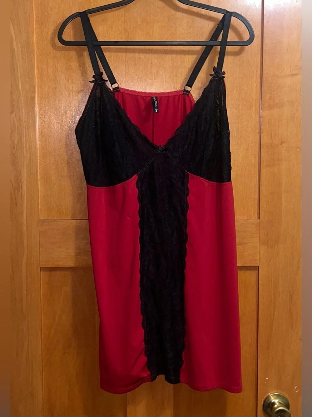 Torrid Chemise Women’s Size 3 Red Black Lace Trim Babydoll Lingerie Nightgown